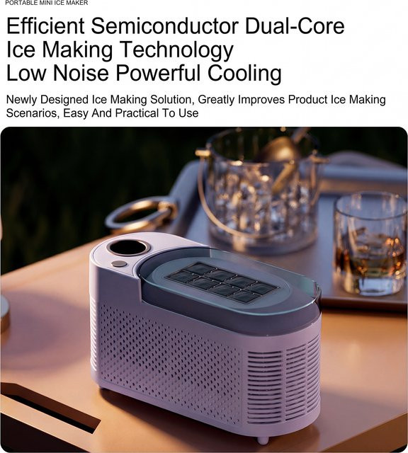 Podofo Tragbare Mini-Eiswürfelmaschine aus Kunststoff für die Arbeitsplatte mit 8 Eiswürfeln pro Charge - Bild 1