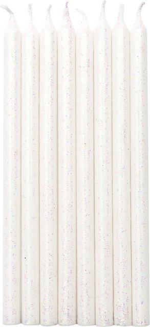 Rico Design Stabkerzen aus Paraffin Wachs in Weiß Glitter, Höhe: 12 cm - Bild 1