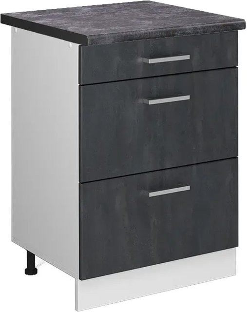 Vicco Küchenunterschrank R-Line Schubladenschrank in Schwarz Beton und Anthrazit mit weißem Korpus, Breite: 60 cm - Bild 1