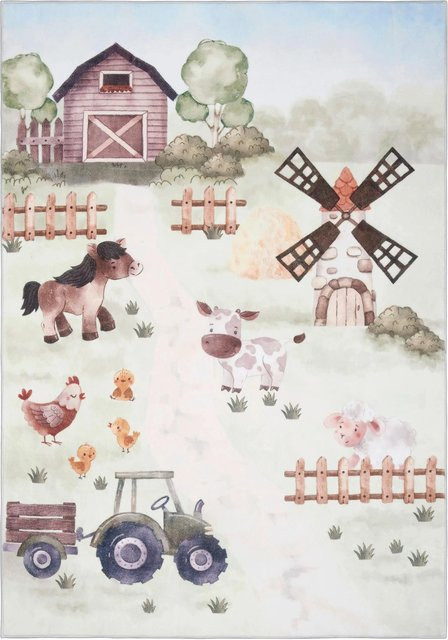 Mömax Kinderteppich Bauernhof in Grau und Multicolour, B: 120 cm, L: 170 cm - Bild 1