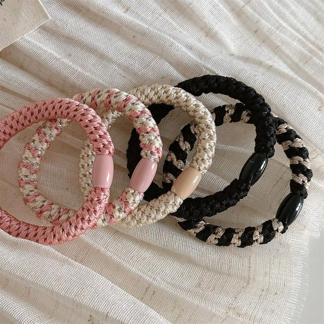 Haargummis Gedreht Gestrickt, 5 Stück, Damen, black - Bild 1