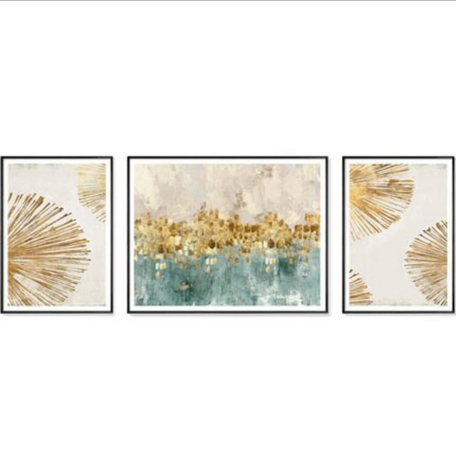 TPFLiving XXL Riesen Poster Leinwand Set6 mit abstrakten Formen in Mehrfarbig, Breitbildformat ohne Rahmen, B: 70 bis 120 cm, H: 90 cm - Bild 1