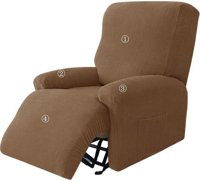 4-teiliges Set Split Liegesesselbezug aus Polarfleece in Braun für Recliner und Relax-Sessel - Bild 1