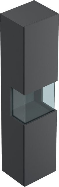 Posseik Badezimmer Hochschrank Limes Wandmontage mit Glaselement und Softclose in Weiß oder Grafit, Höhe: 150 cm - Bild 1
