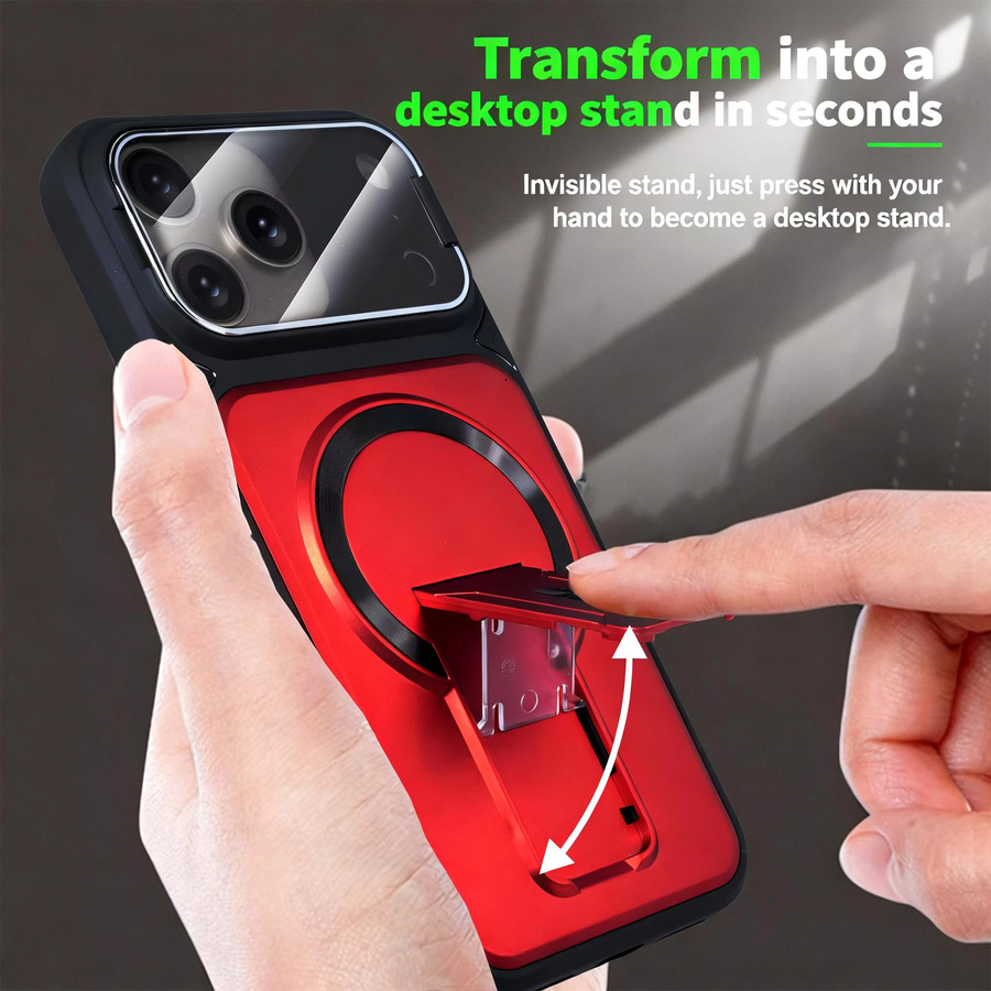 szHAIyu Magnetische MagSafe Handyhülle für iPhone 11 bis 17 Pro Max mit Kamerahalterung und stoßfester Hartschale in Orange - Bild 3