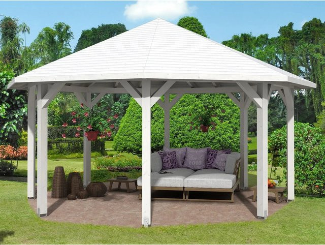 Skan Holz Pavillon Nice 3 aus Leimholz in Weiß B/T/H: 557 x 347 x 557 cm - Bild 1