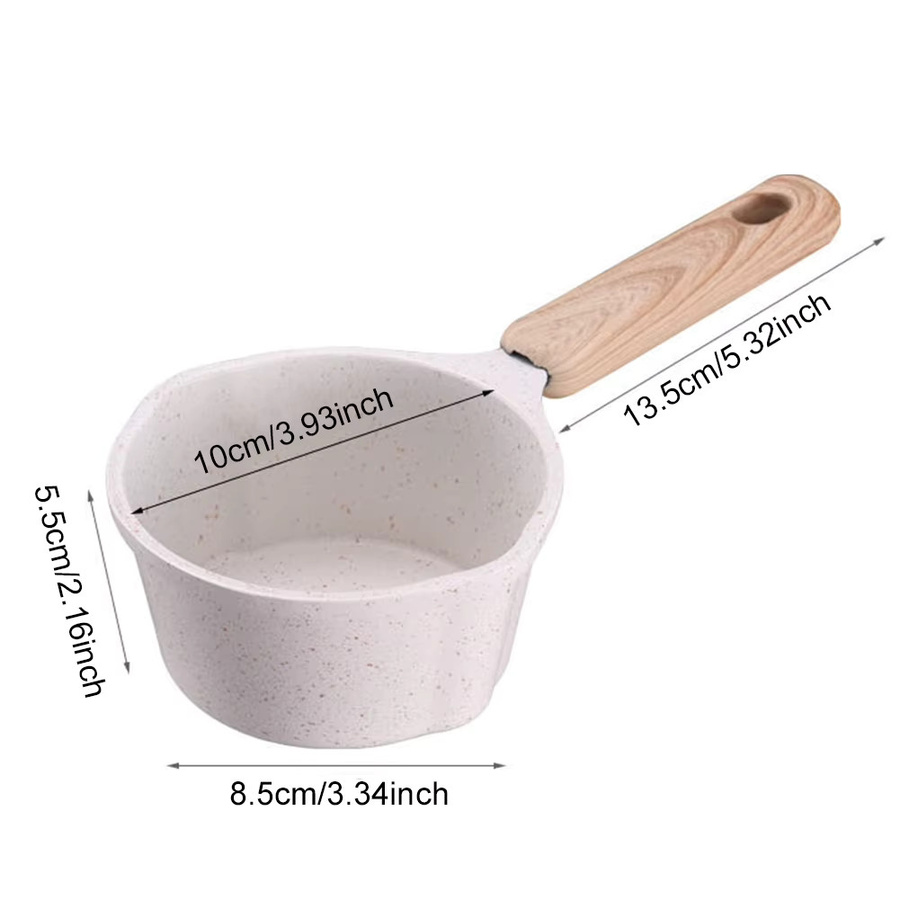 APWIKOGER Mini-Saucenpfanne mit Holzgriff, Antihaft-Bratpfanne aus Keramik in Weiß, ideal zum Schmelzen von Butter oder als tragbarer Kochtopf für Induktion - Bild 4