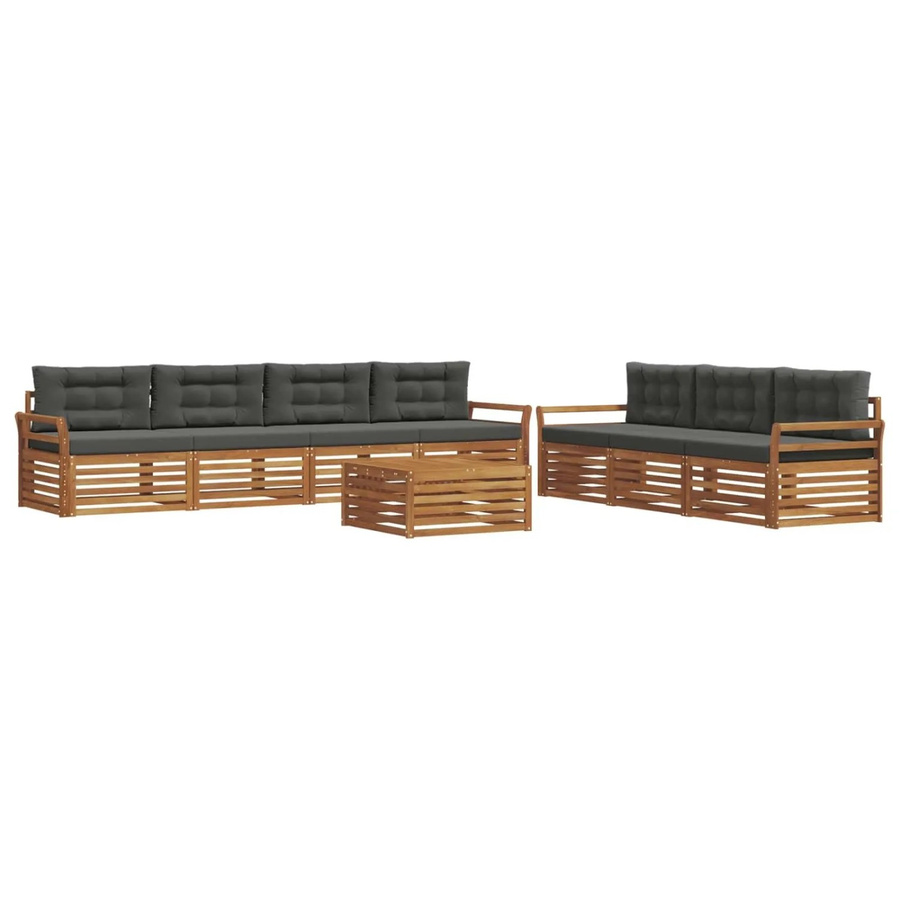 vidaXL 8-teilige Outdoor-Sofagarnitur aus massivem Akazienholz mit Kissen in Natur und Anthrazit - Bild 2