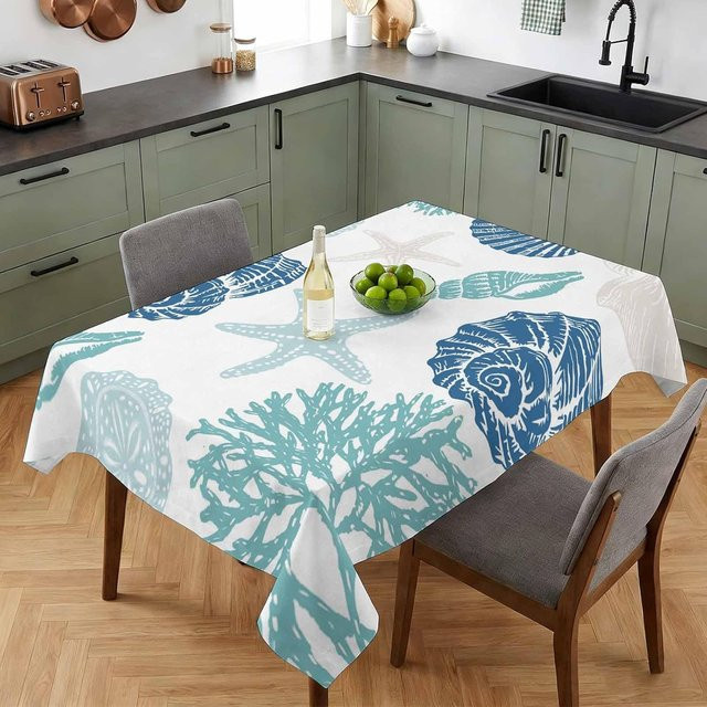 JMG Household Supplies Tischdecke Sommer Ozean Koralle Meeresschildkröte, weiß, B: 100 cm, L: 160 cm - Bild 1