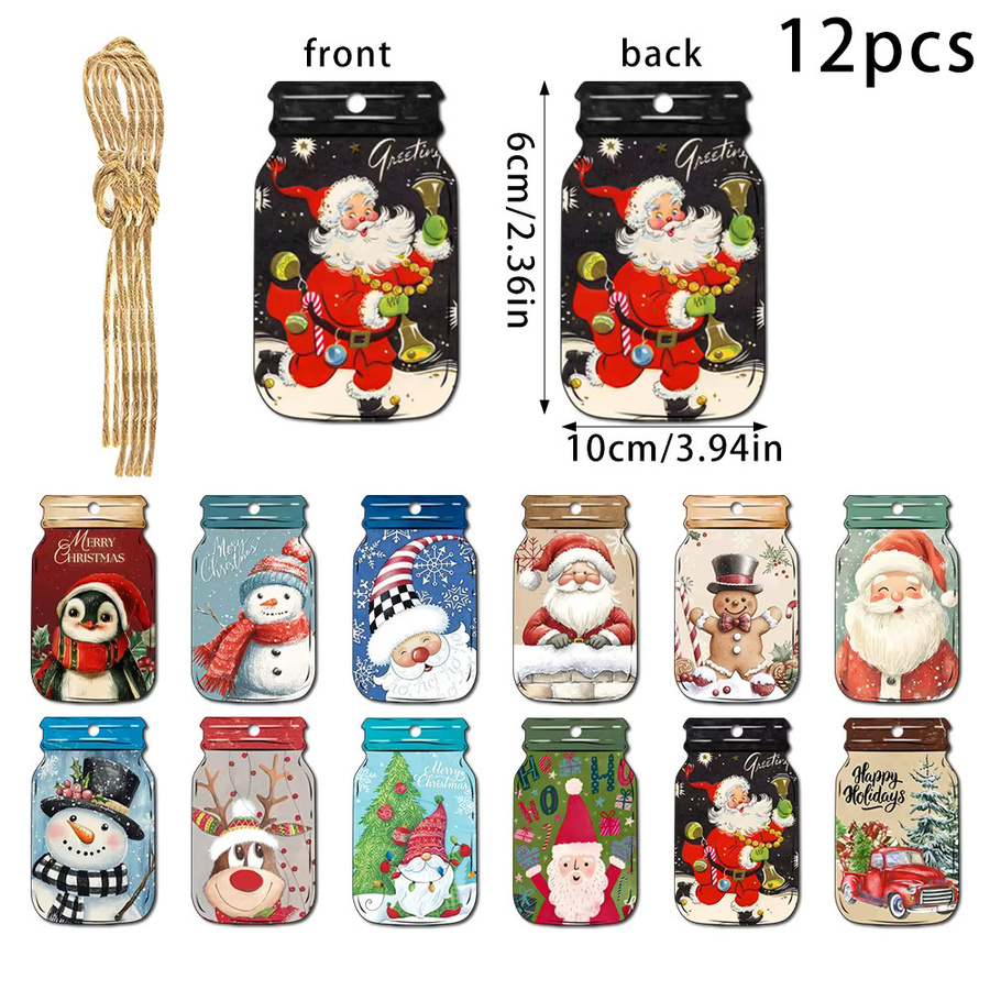 WEIGAO Weihnachts-Einmachglas-Geschenkkartenhalter als hängende Dekoration für Weihnachtsbaum und Neujahr, Mehrfarbig - Bild 3