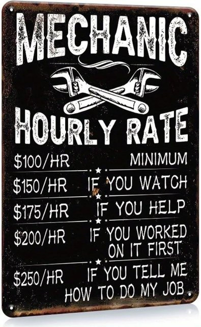 CIFBUY Garagenschild aus Metall in Schwarz mit Schraubenschlüssel-Grafik und Typografie, Wanddekoration für Autowerkstätten und Büros, B/H: 20,3 x 30,5 cm - Bild 1