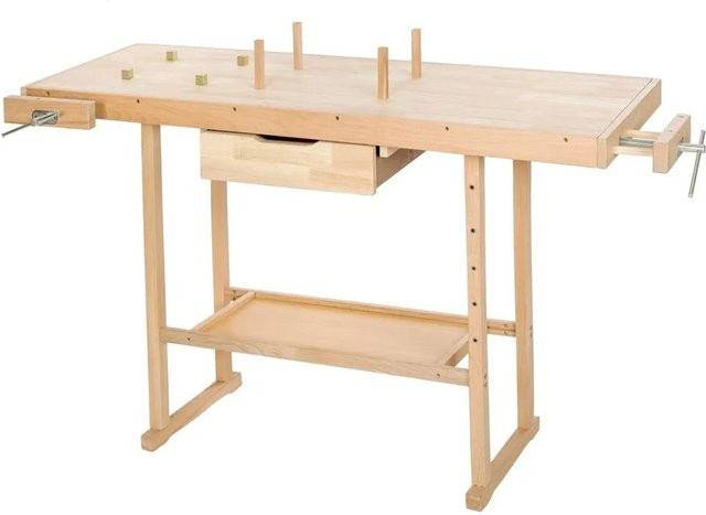 Holzwerkbank TECTAKE mit 2 Schraubstöcken in Braun, B/T/H: 137 x 50 x 87 cm - Bild 1