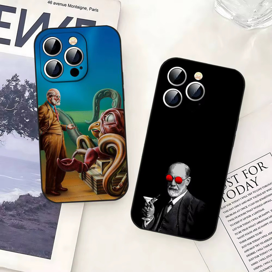 Handyhülle Sigmund Psychoanalysis Freud für iPhone 17, 16, 15, 14, 13, 12, 11 Pro Max, Plus, X, XR, XS Max, Mini in Schwarz - Bild 1