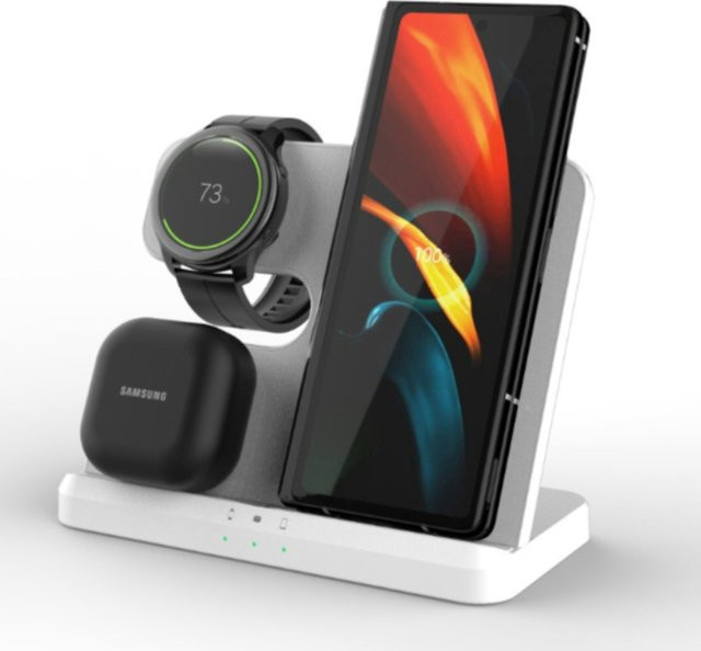 VIKEFON 3-in-1 Kabelloses Ladegerät in Schwarz für Samsung Galaxy S26 S25 Fold, Galaxy Watch 6 4 Pro Active 3/2 und Galaxy Buds - Bild 1