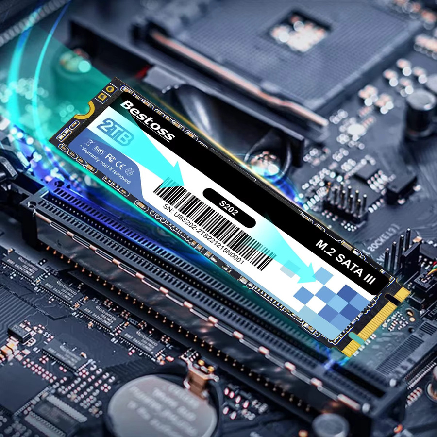 Bestoss M.2 SATA 3.0 NGFF SSD Interner Solid State Drive für Desktop und Laptop, Farbe: Schwarz - Bild 5