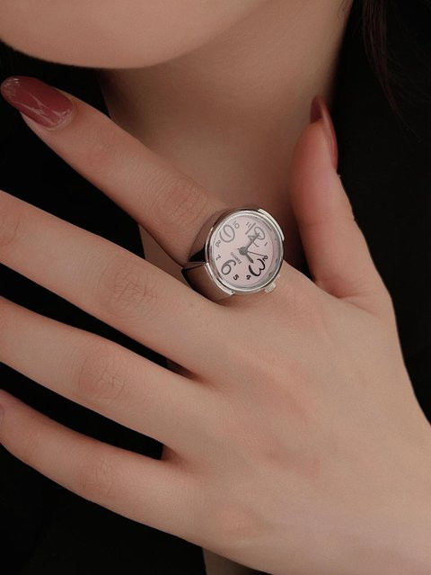 Ring Fingeruhr, Quarz, Edelstahl, rosa, Unisex - Bild 1