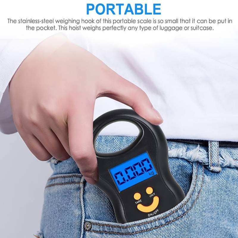 Digitale Tragbare Angelwaage von Refreshing Home mit LCD-Hintergrundbeleuchtung, 50 kg Kapazität, in Blau und Schwarz - Bild 4