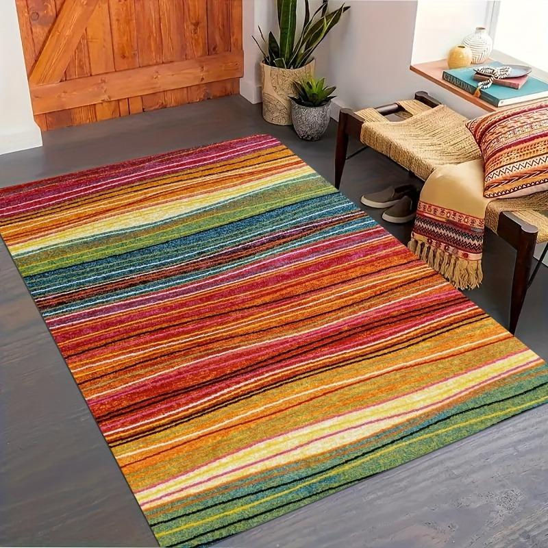 BC-Warm Home Rutschfeste Bodenmatte mit bunten Streifen, wasserdichter Teppich aus Polyester für Wohnzimmer, Schlafzimmer oder Küche, B/T: 60 x 40 cm - Bild 3