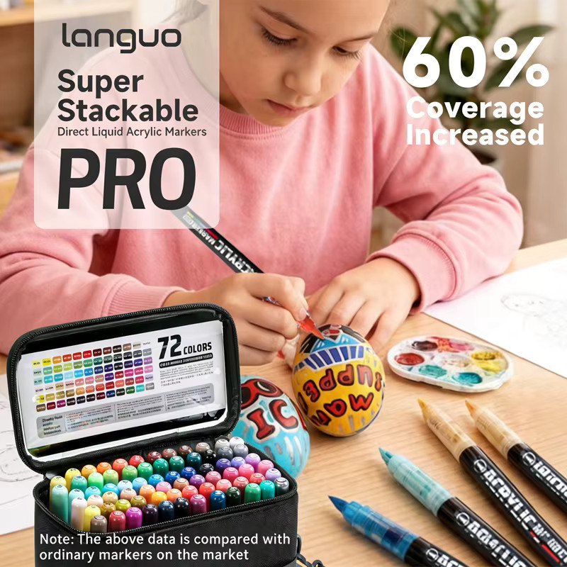 Languo Acryl-Marker-Set mit 48 Farben in Multicolour für DIY Graffiti und Kunstwerke mit Bullet-Spitze - Bild 4