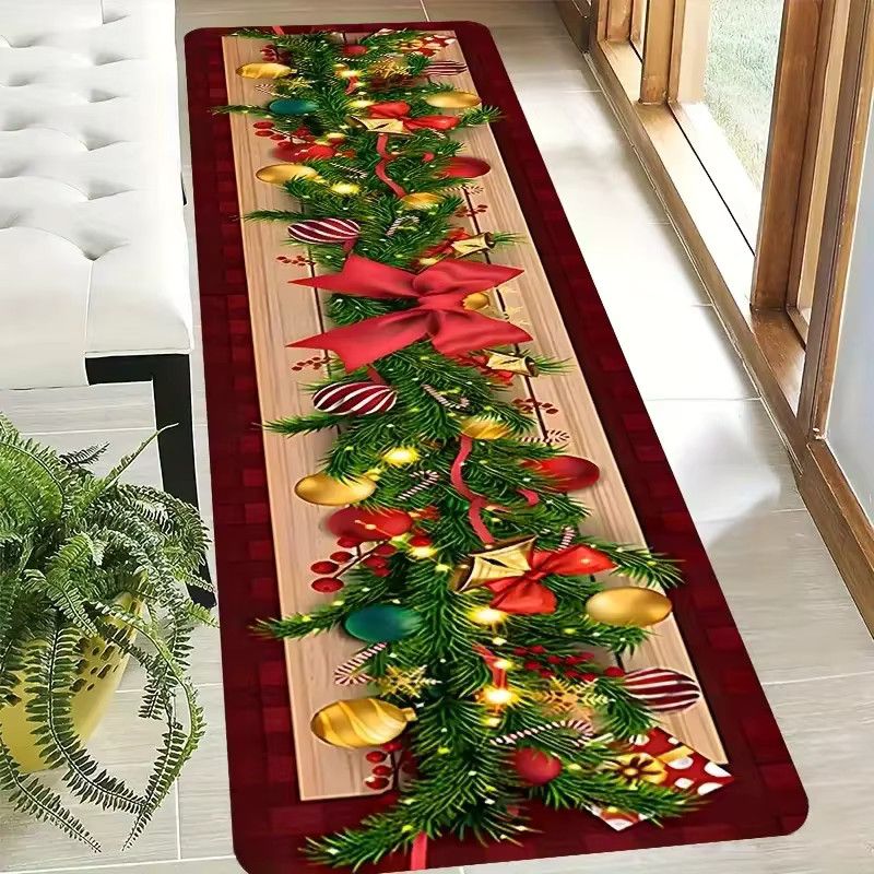 VIKAMA Weihnachtsteppich im Plaid-Design für Wohnzimmer, Esszimmer und Eingangsbereich im Landhausstil - Bild 5