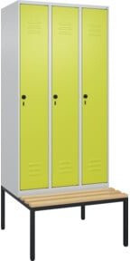 C+P Spind Classic PLUS Spind mit Sitzbank, 3 Abteile, Buche-Hartholz, B/T/H: 212,0 x 90,0 x 81,5 cm - Bild 1
