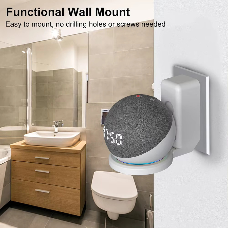 Wandhalterung für Amazon Echo Dot 5 und 4 in Schwarz mit integriertem Kabelmanagement aus Kunststoff - Bild 3