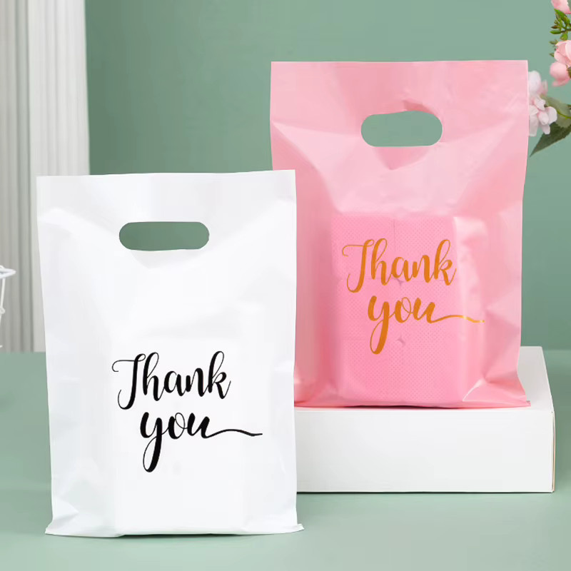 20 Stück Dankeschön-Geschenktüten aus Kunststoff von ZYF in Schwarz, Weiß und Rosa - Bild 5
