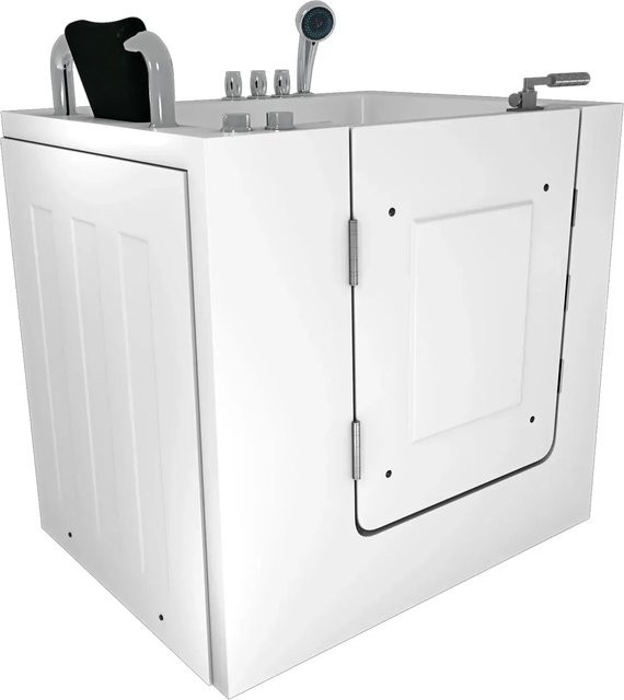 AquaVapore Sitzwanne Whirlpool Badewanne mit Tür S02WP-TH-C-L, Farbe: Weiß, B/T/H: 100 x 78 x 113 cm - Bild 1