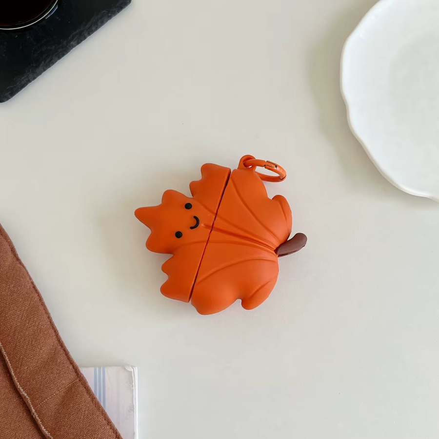 Schutzhülle mit Ginkgoblatt- und Ahornblatt-Design für Apple AirPods Pro 3. Generation und AirPods 4 in Orange - Bild 2