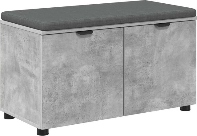 vidaXL Flurbank mit Kissen, Regal und Tür in Betongrau, B/T/H: 80 x 38 x 46 cm - Bild 1