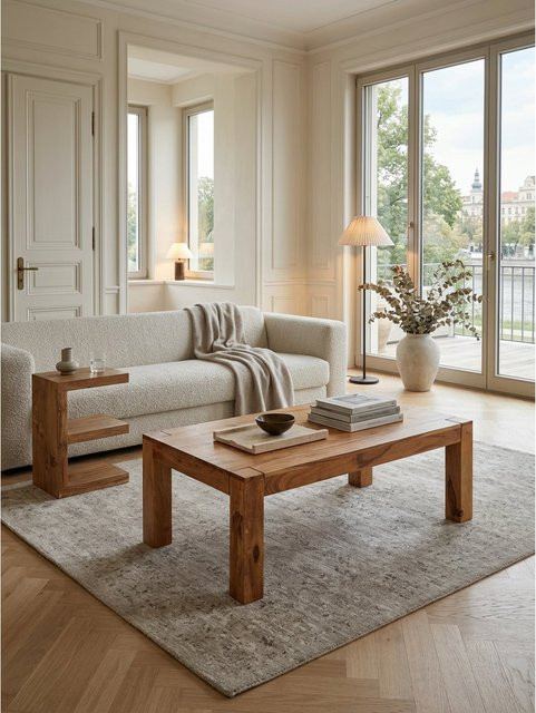 Couchtisch MUMBAI von KADIMA DESIGN aus Akazie Massivholz im Landhaus-Stil, braun, B/T/H: 110 x 60 x 40 cm - Bild 1