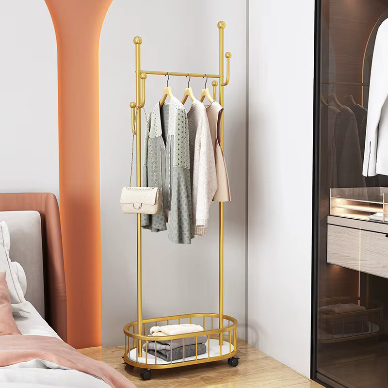 LIUSHADUOLA Kleiderständer aus Metall mit Rollen, abnehmbares Garderobengestell für Schlafzimmer und Wohnzimmer, Schwarz-Gold - Bild 2
