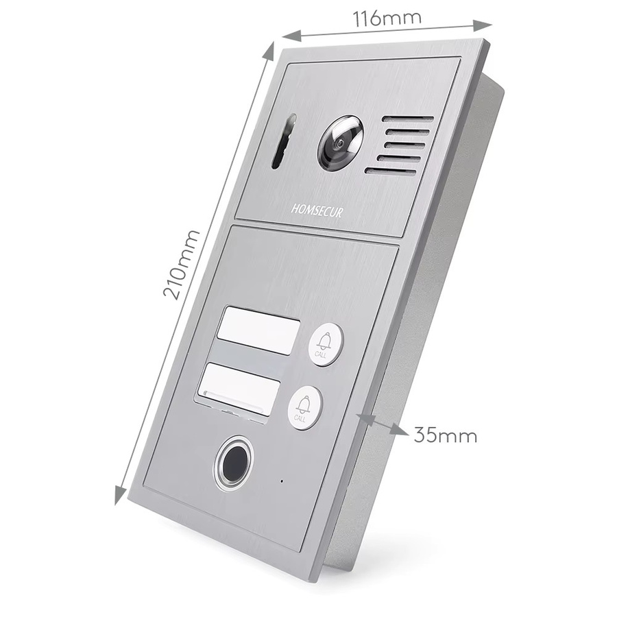 HOMSECUR B19BP-H IP PoE Türklingelkamera mit Fingerabdruck- und RFID-Zugang für HDK IP-Serie Video-Türsprechanlage in Silber - Bild 2