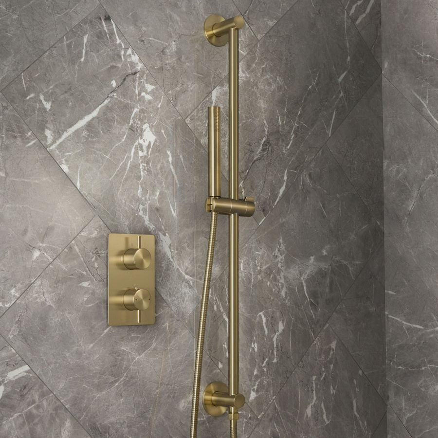 Otto Unterputz-Thermostat mit Brausestangenset in satiniertem Gold - Bild 1