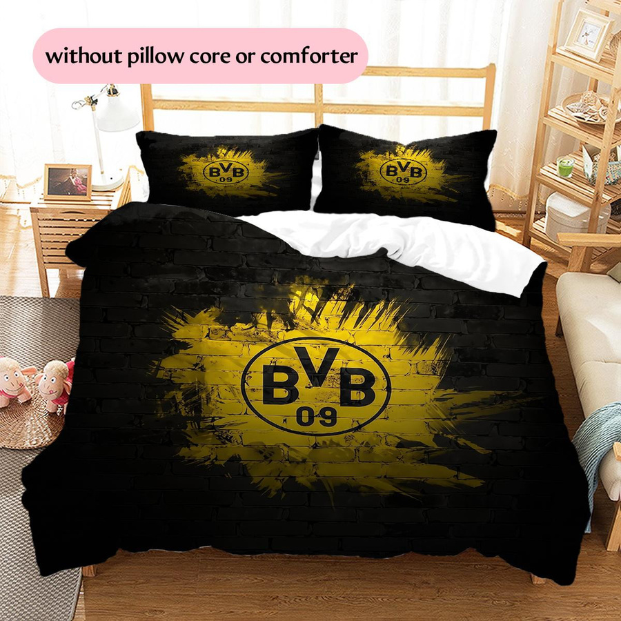Borussia Dortmund Team Muster Bettwäsche Set mit Reißverschluss, B/H: 240 x 220 cm - Bild 2