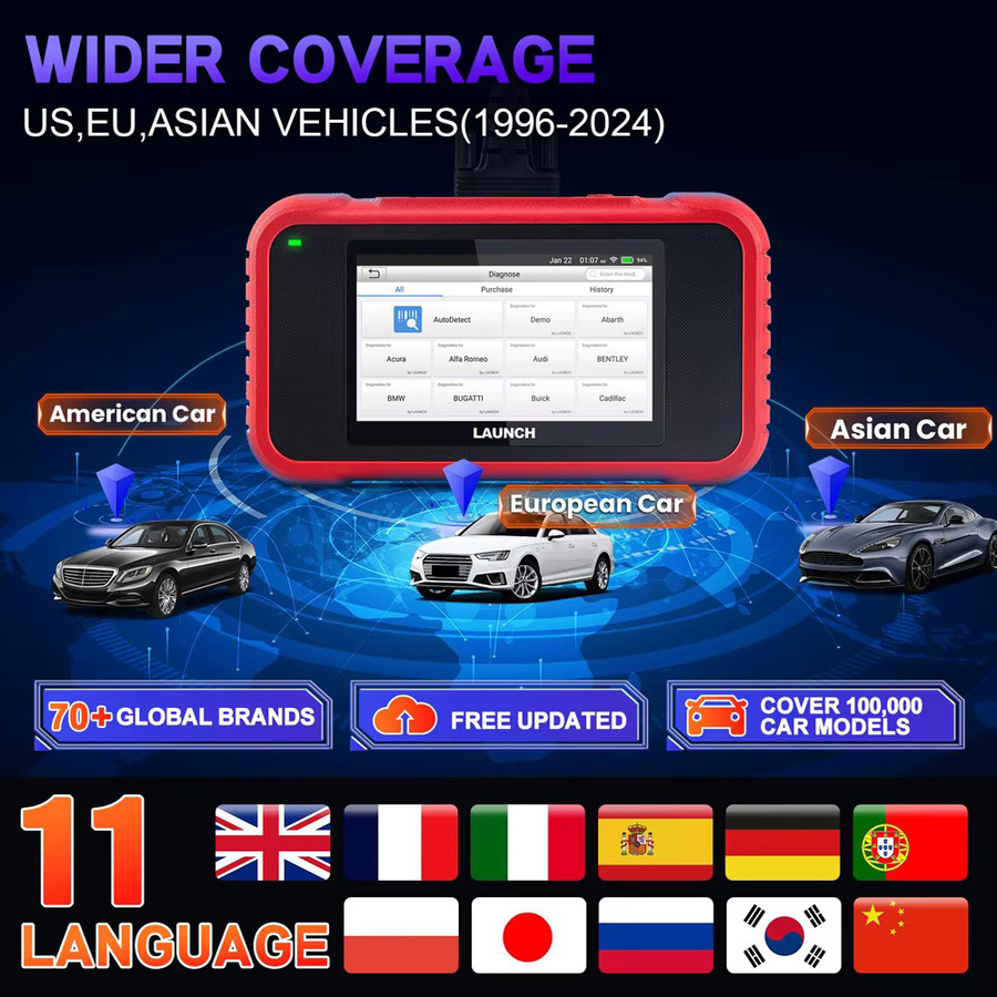 LAUNCH CRP129E V3.0 Creader Professional OBD-Scanner mit CANFD und DoIP Unterstützung für Motor und Getriebe inklusive Adapterkabel BST360 - Bild 2