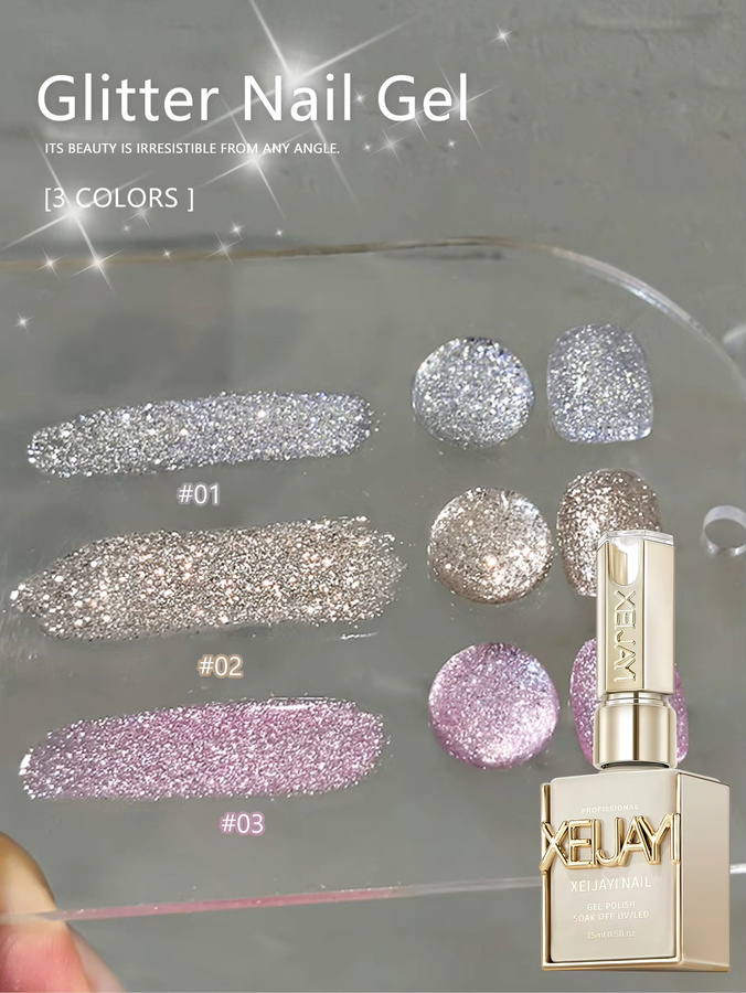 XEIJAYI Glitzer-Nagelgel-Set, 15 ml, #02 - Bild 3