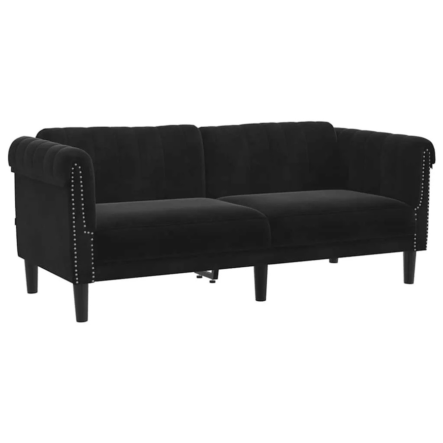 vidaXL 2-Sitzer Sofa in Schwarz aus Samt mit Massivholzrahmen und Armlehnen - Bild 2