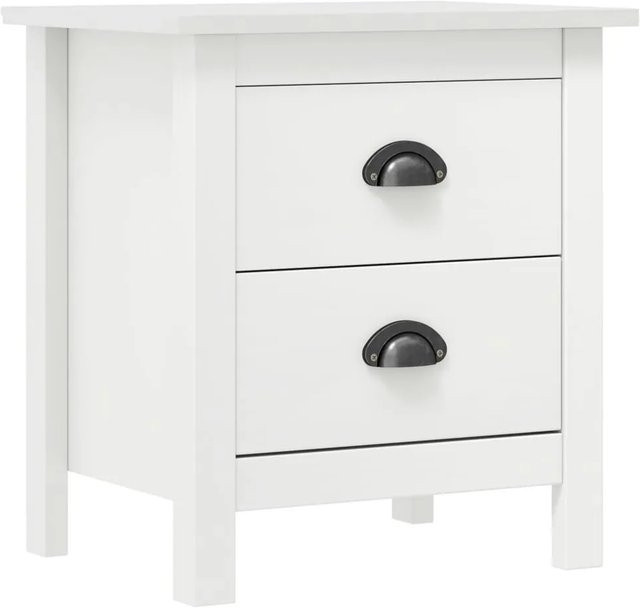 vidaXL Nachttisch Hill 2er Set aus Kiefer-Massivholz in Weiß, B/T/H: 46 x 35 x 49,5 cm - Bild 1