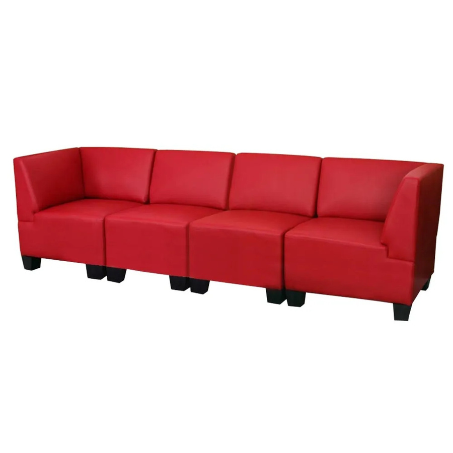 MCW Modular 4-Sitzer Moncalieri Sofa in Rot mit hohen Armlehnen und Kunstlederbezug, B/T/H: 258 x 72 x 76 cm - Bild 2