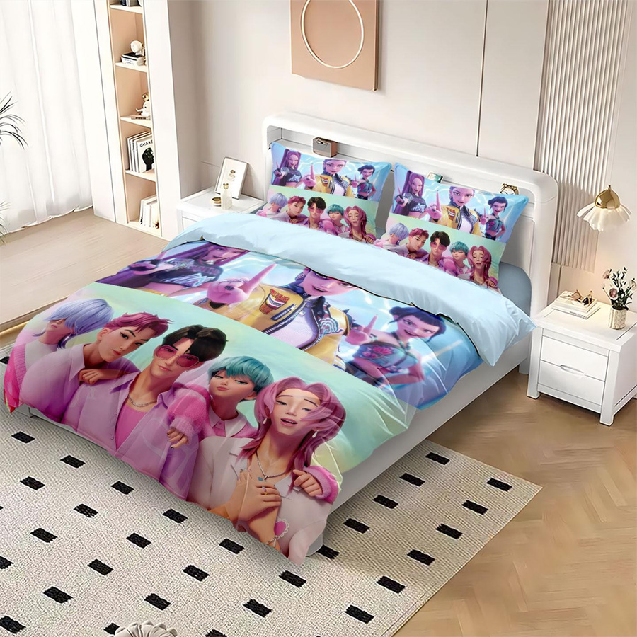 Rumi K-Pop Bettwäscheset Demon Hunters Thema, 2-seitiger Druck, Multicolor, Polyester, B/H: 172 x 218 cm - Bild 1