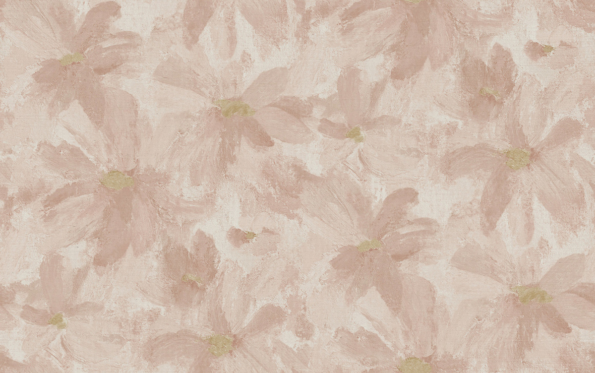Omexco Tapete Daisy VIR6002 in Beige und Pink mit floralem und botanischem Design aus Vlies - Bild 1