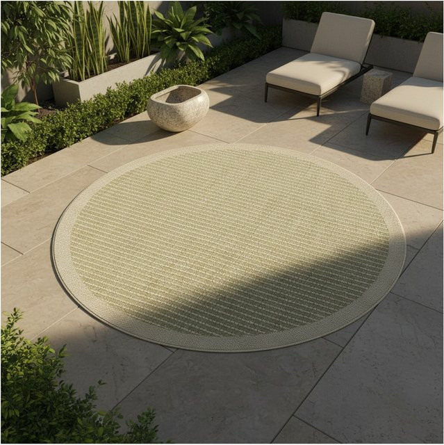 Outdoor Teppich DAFNE von KADIMA DESIGN in Grün, rund, Ø 200 cm, UV-beständig - Bild 1