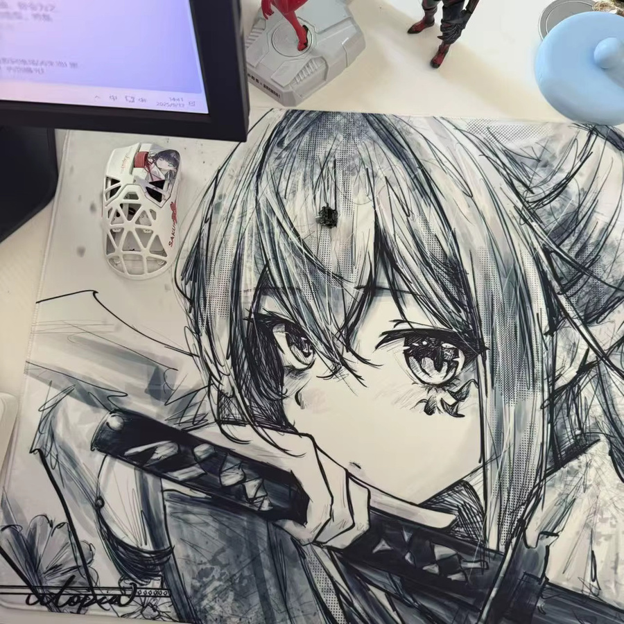 UtopiaGaming Black Blade 2 Anime Style Line Art Version Esports-Mauspad für FPS-Shooter in Schwarz - Bild 3