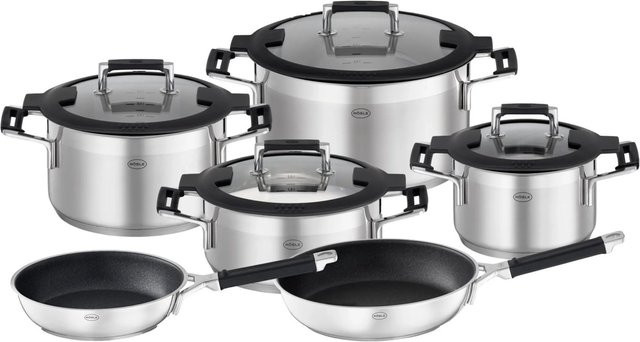 RÖSLE Silence Pro Topfset 6-teilig aus Edelstahl in Silber mit ProResist Antihaftversiegelung für Induktion - Bild 1