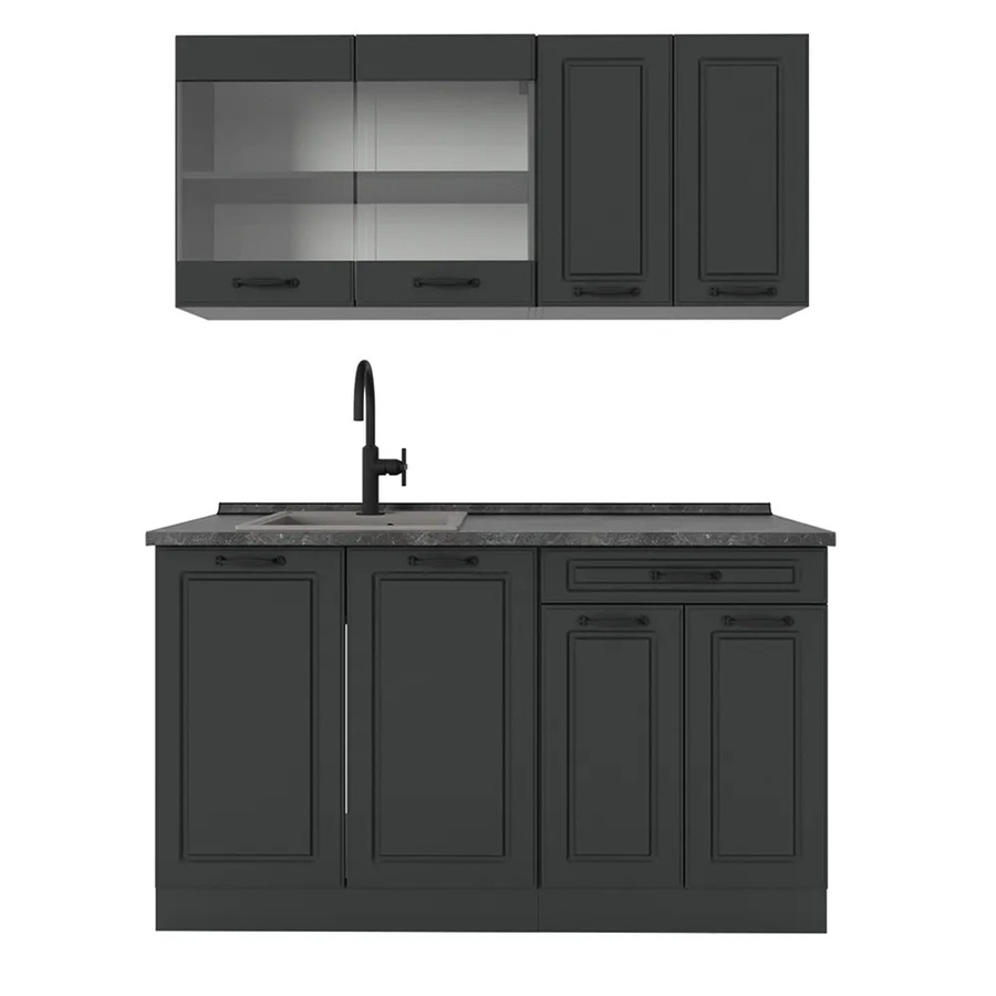 Vicco R-Line Singleküche Landhausstil Anthrazit, Breite: 140 cm - Bild 2