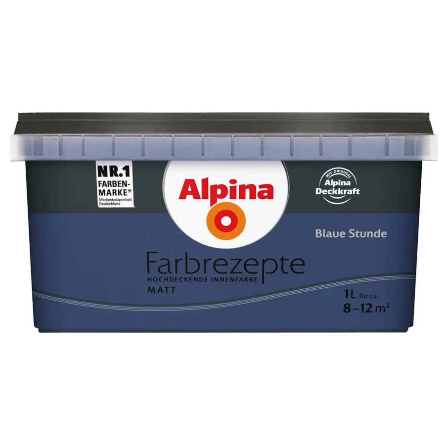 Alpina Farbrezept Blaue Stunde matt Wasserbasierte Wandfarbe Blau 1 Liter - Bild 2