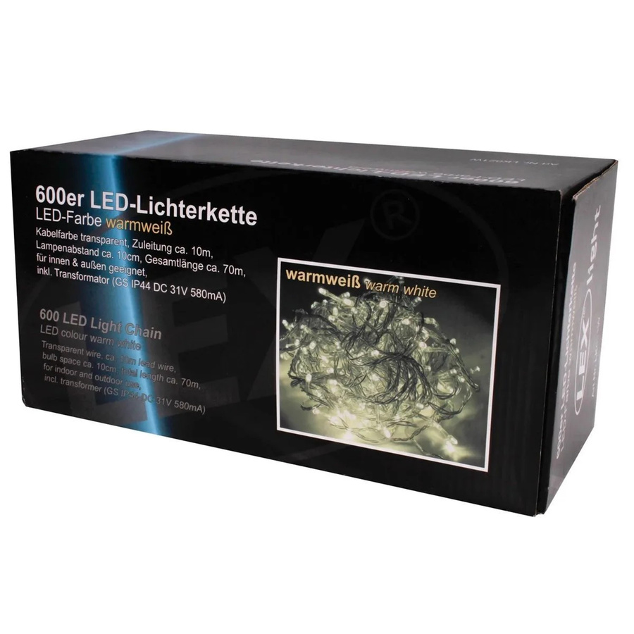 Lex LED Lichterkette mit 600 Lichtern in Warmweiß für Innen und Außen - Bild 2