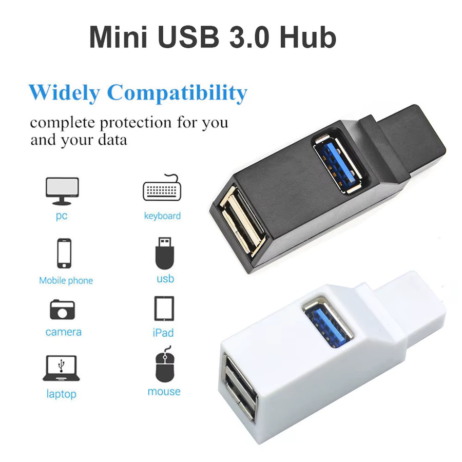 QUERPXAF USB 3.0 Hub Multi Port Splitter Adapter für Laptop und PC in Schwarz - Bild 2