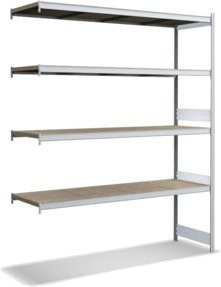 Bito Großfachregal-Set mit 4 Ebenen aus Spanplatte und verzinktem Anbaufeld, B/T/H: 201,6 x 62,4 x 250 cm - Bild 1